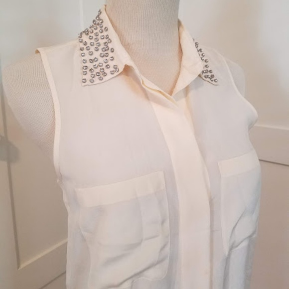 Madewell Embellished collar silk top - Picture 1 of 7